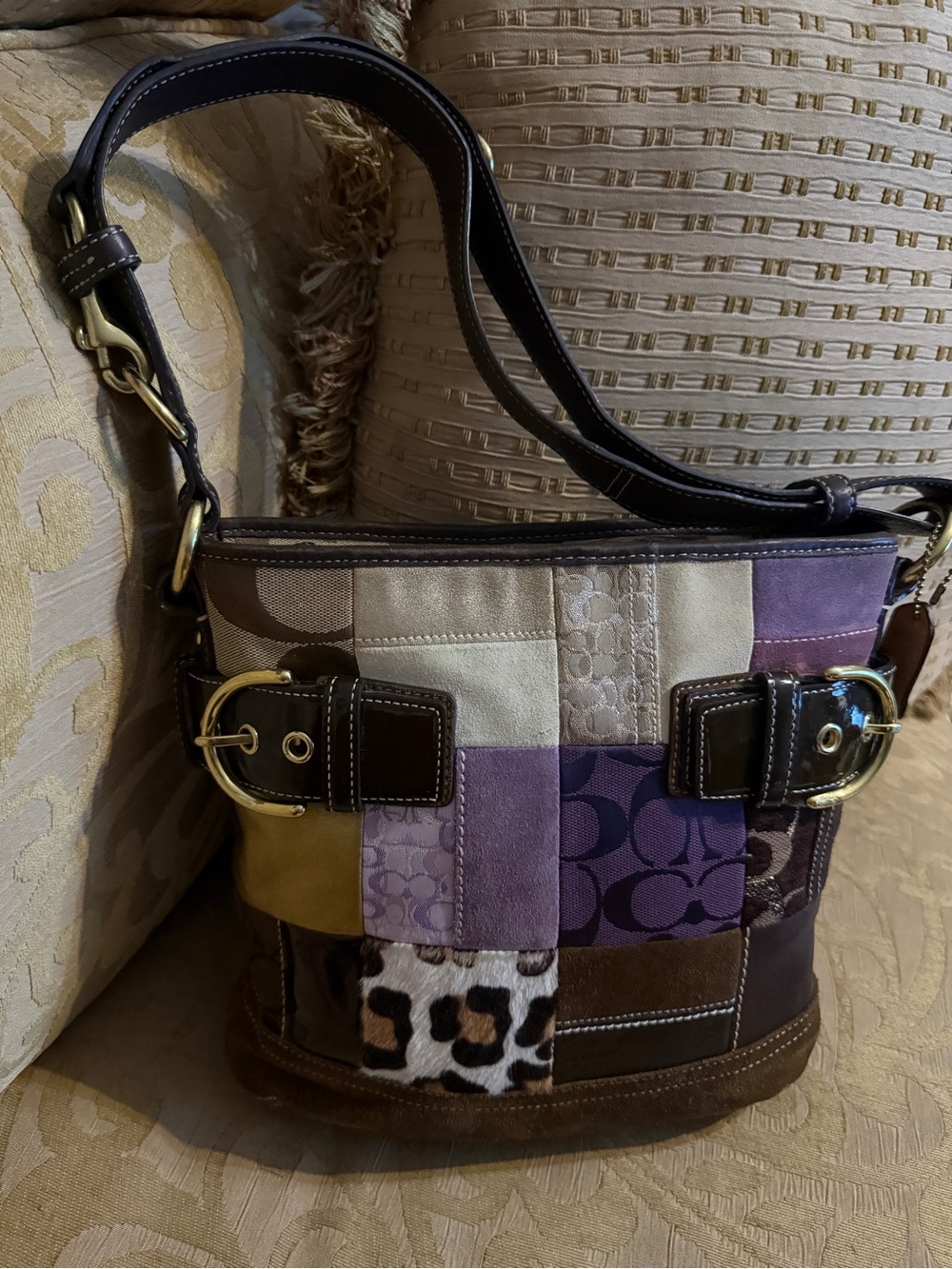 Vintage 2005 Coach Limited Edition "Eva" Holiday Patchwork Shoulder Bag preloved